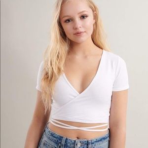 Garage Ultra Crop Wrap Top with Tie